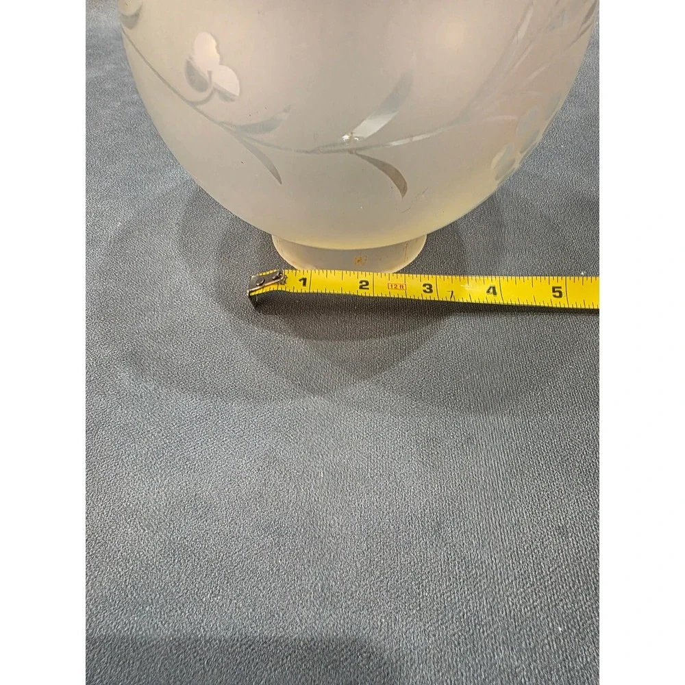 Vintage Frosted Glass Globe Lamp Shade Etched Floral Replacement 2.25 Fitter 9in